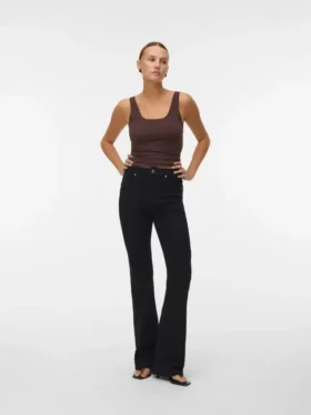 Vmselina jeans med høj talje og udvidet ben