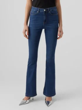 Vmsiga jeans med høj talje og udvidet ben
