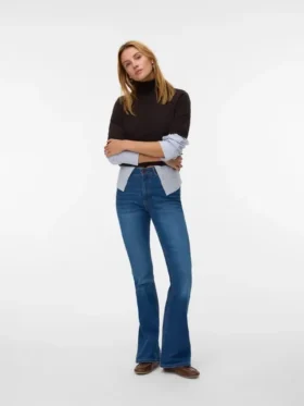 Vmsiga jeans med høj talje og udvidet ben