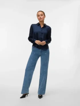 Vmtessa jeans med høj talje og bred benvidde