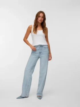 Vmtessa jeans med strass, høj talje og bred benvidde