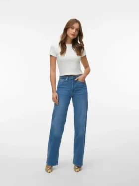 Vmtessa-Stretch jeans med høj talje og brede ben